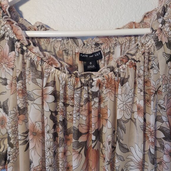 Kate & Lily Floral Smocked Midi Dress | Size 6 - Picture 6 of 9